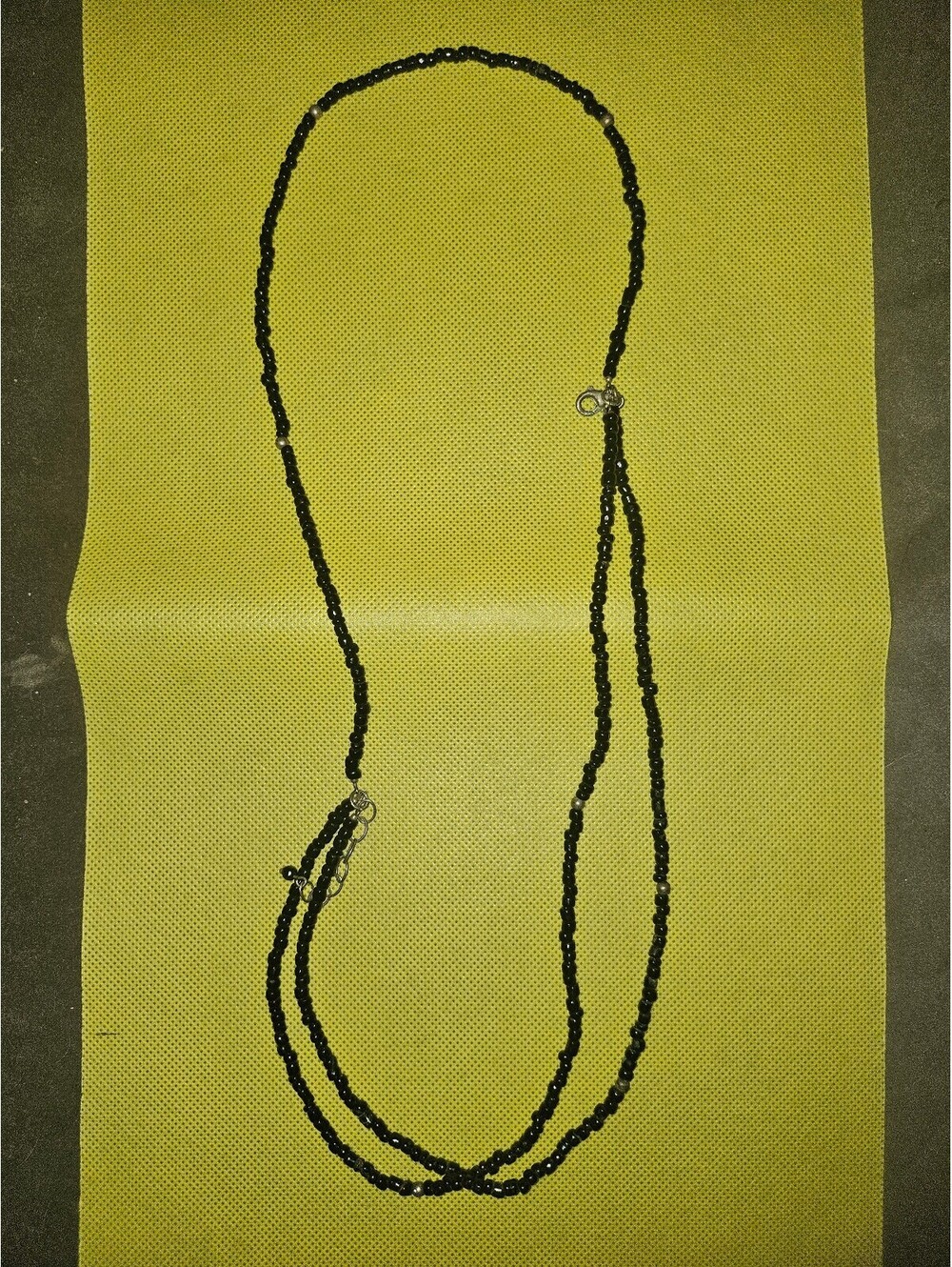 Vintage doubled Beaded style Necklace black - unknown origin as-is as shown
